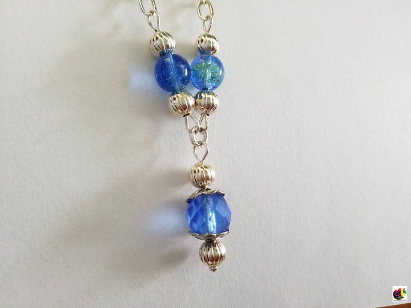 Perlen Blau Knistern Silber Vergoldet Halskette von HandcraftLaury