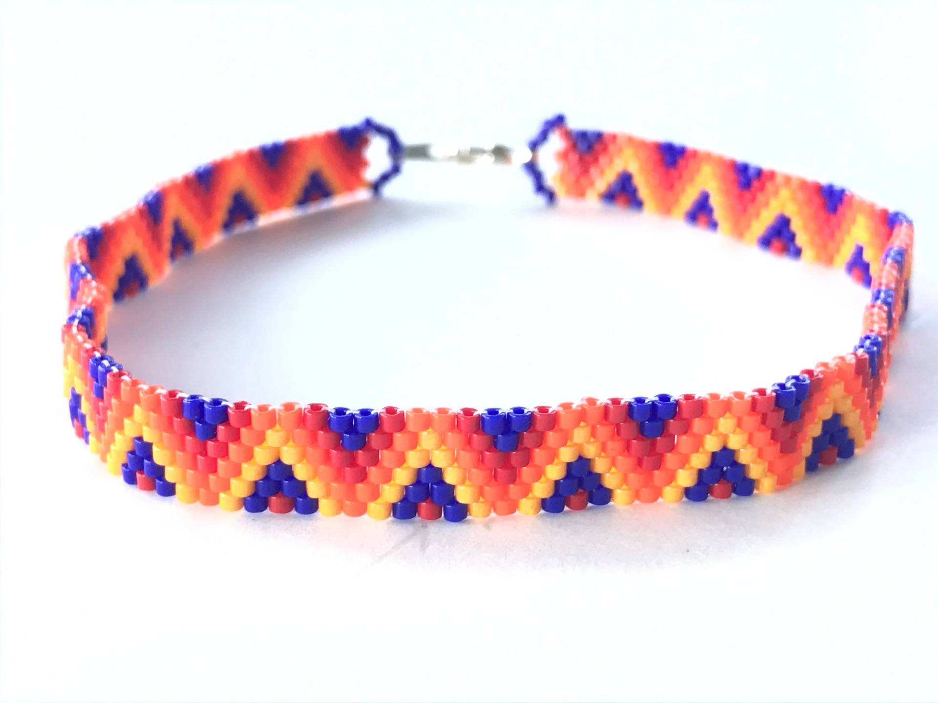 Miyuki Delica Perlen Fußkettchen Cranberry, Orange, Blau von HandcraftedByNite