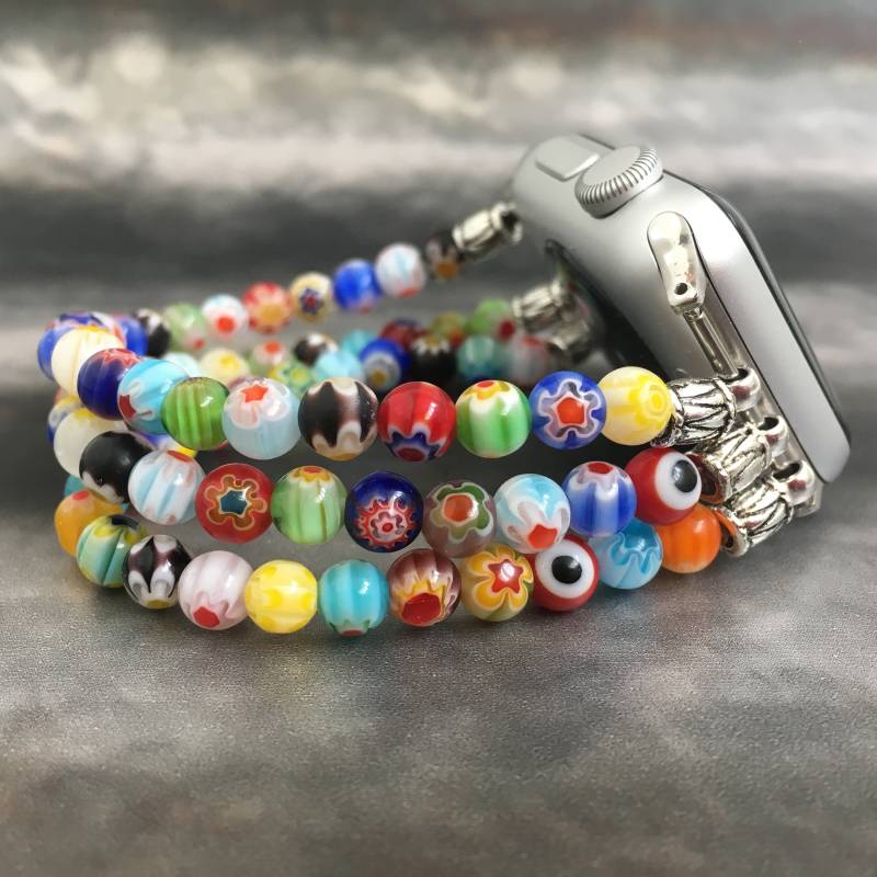 Uhrenarmband Perlen Apfel Damen Stretch Armband von HandcraftedInTheUK