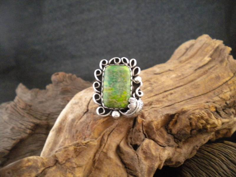 Größe 10.75 Ring Einzigartiger Grüner Jaspis & Sterling Silber Statement Ring, Edelstein von HandcraftedSWDesigns