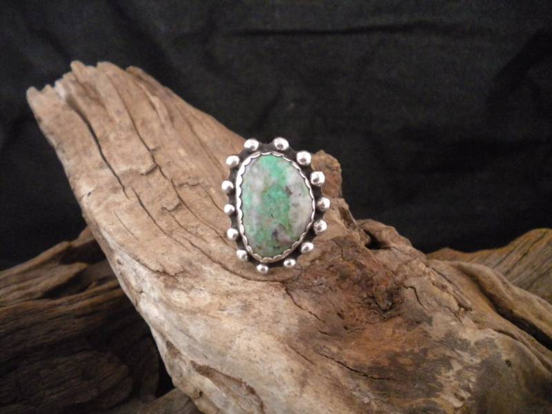 Größe 9, 25 Ring Sterling Silber Türkis Statement Handarbeit Signiert Hancraftedswdesigns von HandcraftedSWDesigns
