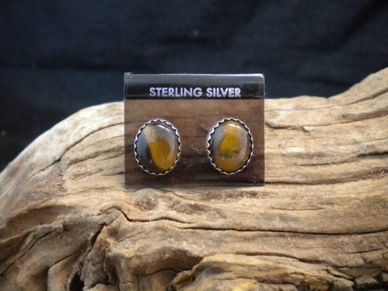 Tigerauge Ohrringe Sterling Silber Signierte Stück Handcraftedswdesigns von HandcraftedSWDesigns
