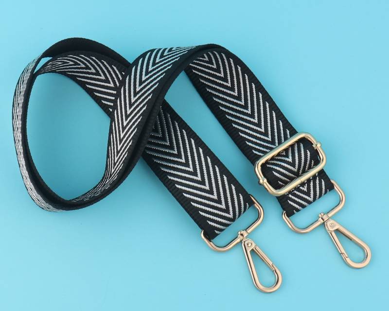 38mm(1, 5'' Breite Verstellbarer Crossbody Taschengurt, Ersatz Schwarz Weiß Streifen Nylon Canvas Handtaschengurt von HandcraftsDIY