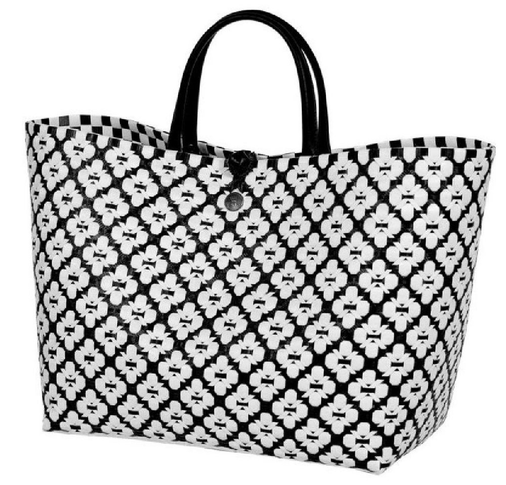 Handed By Einkaufskorb Handed By Shopper Motif Bag Black With White Pattern von Handed By