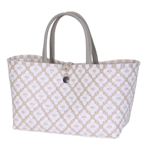 Mini Motif Bag Handbag Pale Grey with White Pattern Size S with Short PU Handles Mini Motif Bag Handbag Pale Grey with White Pattern Size S with Short PU Handles von Handed By
