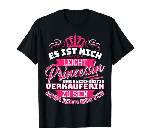Handel Verkäuferin Sprüche Kollegen Geschenk Damen T-Shirt Schwarz V-Ausschnitt Halbarm Small Statement Classic Prinzessin & Verkäuferin Design Handel Verkäuferin Sprüche Kollegen Geschenk Damen T-Shirt Schwarz V-Ausschnitt Halbarm Small Statement Classic Prinzessin & Verkäuferin Design von Handel Verkäuferin Sprüche Kollegen Geschenk