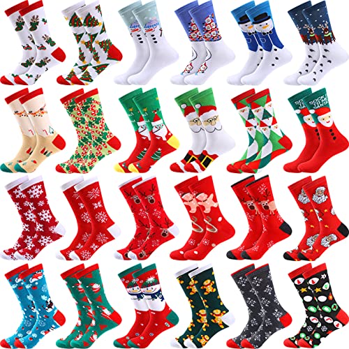 Handepo 24 Stück Weihnachtssocken für Damen, lässiges Kleid, Tierfutter, Weihnachtsmotiv, gemustert, lustig, bunt, Weihnachtsgeschenke für Mädchen, Teenager, 24 Stück, Bunt, 43 EU Handepo 24 Stück Weihnachtssocken für Damen, lässiges Kleid, Tierfutter, Weihnachtsmotiv, gemustert, lustig, bunt, Weihnachtsgeschenke für Mädchen, Teenager, 24 Stück, Bunt, 43 EU von Handepo