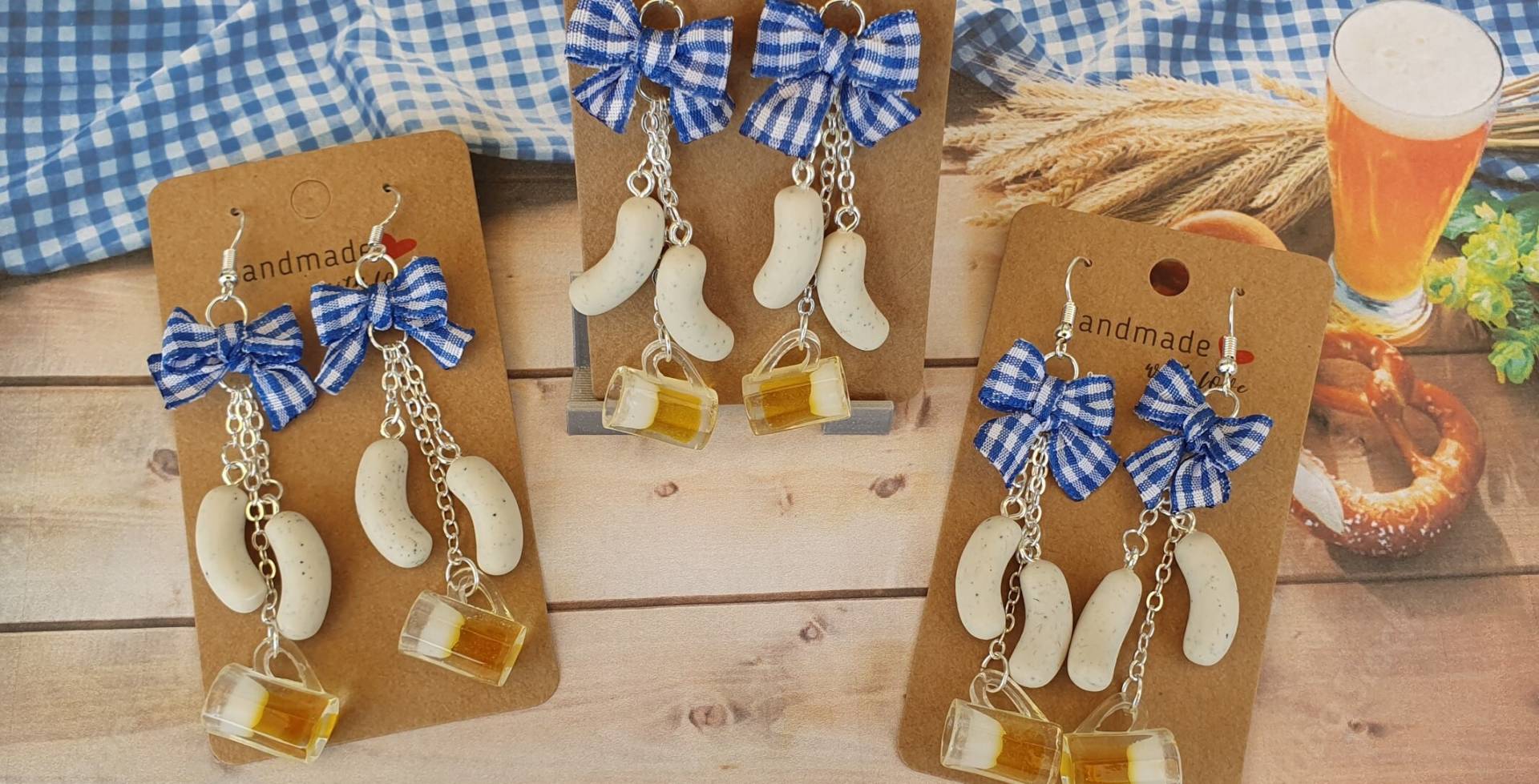 Wunderschöne Süße Weißwurst Ohrringe Aus Polymer Clay Wunderschöne Süße Weißwurst Ohrringe Aus Polymer Clay von HandgeDraenert