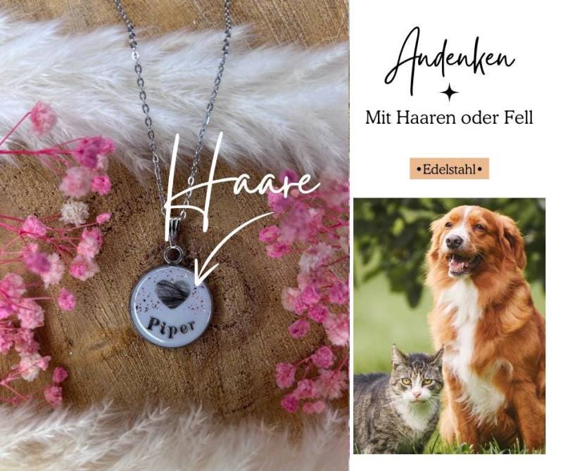 Halskette Mit Tierhaaren/Personalisiertes Andenken/Anhänger/Schmuckstück/Hundehaare/Erinnerung/Kinderhaare von HandgemachtbyIsabel