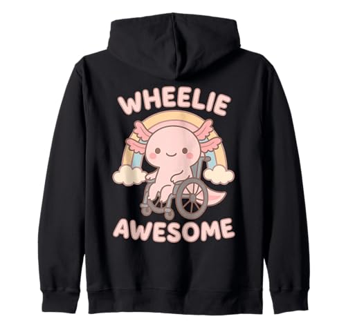 Süße Kawaii Axolotl im Rollstuhl - Handicap Girl Kapuzenjacke von Handicap Rollstuhlendesigns für Mädchen und Frauen