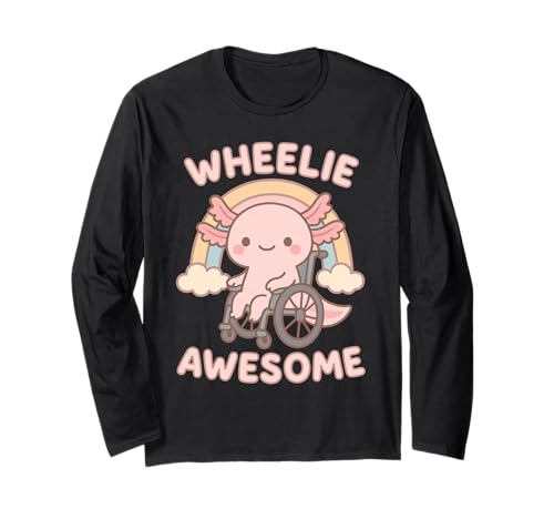 Süße Kawaii Axolotl im Rollstuhl - Handicap Girl Langarmshirt von Handicap Rollstuhlendesigns für Mädchen und Frauen