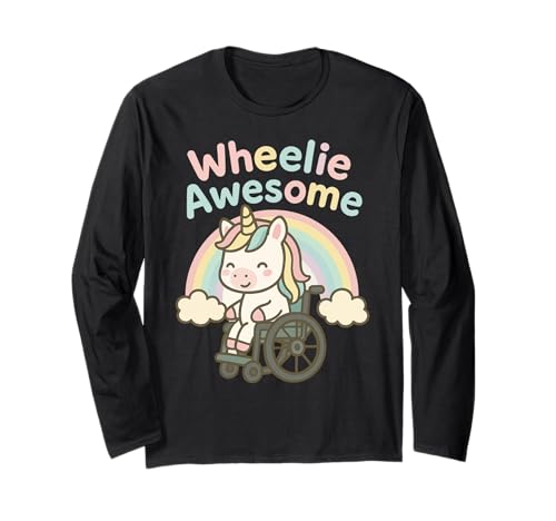 Süßes Kawaii Einhorn im Rollstuhl - Handicap Girl Langarmshirt von Handicap Rollstuhlendesigns für Mädchen und Frauen
