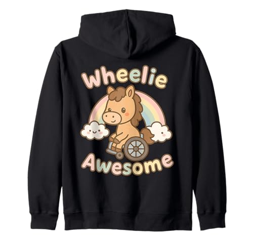 Süßes Kawaii Pferd in einem Rollstuhl - Handicap Girl Kapuzenjacke von Handicap Rollstuhlendesigns für Mädchen und Frauen