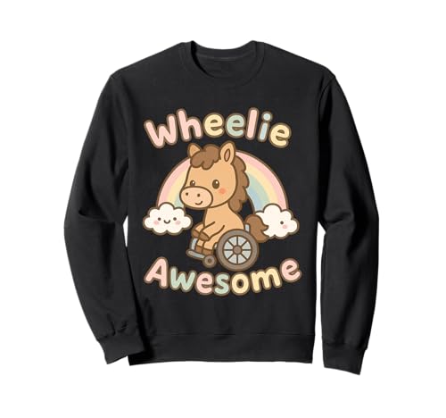 Süßes Kawaii Pferd in einem Rollstuhl - Handicap Girl Sweatshirt von Handicap Rollstuhlendesigns für Mädchen und Frauen