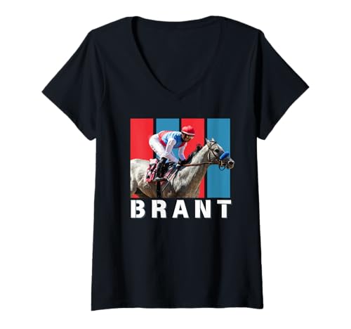 Damen Brant Horse, Pferderennen, Del Mar, Santa Anita, Pferde T-Shirt mit V-Ausschnitt Damen Brant Horse, Pferderennen, Del Mar, Santa Anita, Pferde T-Shirt mit V-Ausschnitt von Handicapping Horse Gear