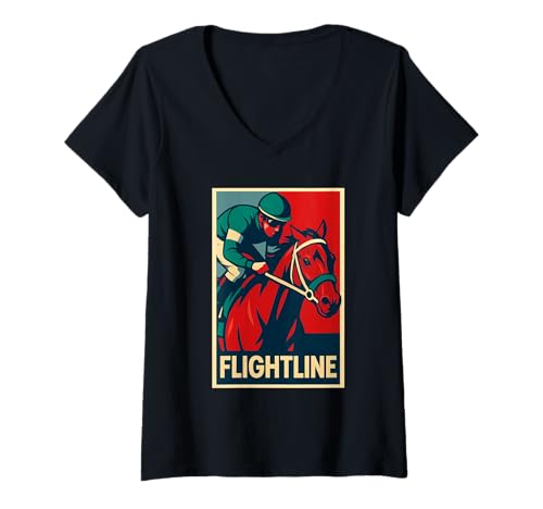Damen Flightline Pferd, Pferderennen, Del Mar, Santa Anita, Pferd T-Shirt mit V-Ausschnitt Damen Flightline Pferd, Pferderennen, Del Mar, Santa Anita, Pferd T-Shirt mit V-Ausschnitt von Handicapping Horse Gear