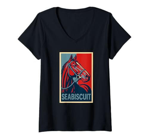 Damen Seabiscuit Horse, Pferderennen, Del Mar, Santa Anita, Pferde T-Shirt mit V-Ausschnitt Damen Seabiscuit Horse, Pferderennen, Del Mar, Santa Anita, Pferde T-Shirt mit V-Ausschnitt von Handicapping Horse Gear