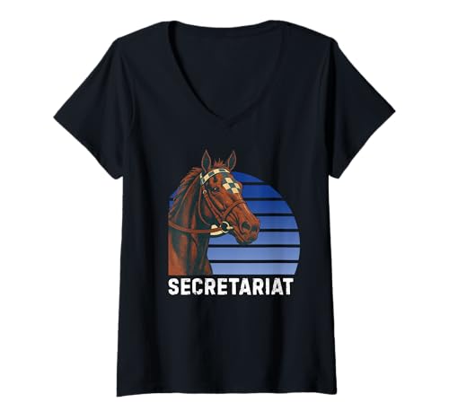 Damen Sekretariat Pferderenntrikot Del Mar Santa Anita T-Shirt mit V-Ausschnitt Damen Sekretariat Pferderenntrikot Del Mar Santa Anita T-Shirt mit V-Ausschnitt von Handicapping Horse Gear