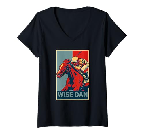 Damen Wise Dan Pferd, Pferderennen, Wise Dan, Del Mar, Santa Anita T-Shirt mit V-Ausschnitt Damen Wise Dan Pferd, Pferderennen, Wise Dan, Del Mar, Santa Anita T-Shirt mit V-Ausschnitt von Handicapping Horse Gear
