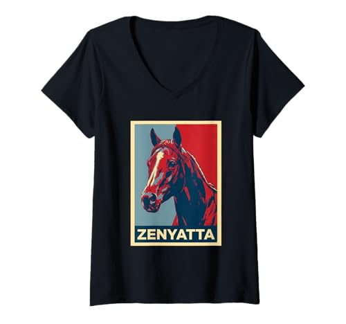 Damen Zenyatta Pferd, Pferderennen, Del Mar, Santa Anitas, Pferde T-Shirt mit V-Ausschnitt Damen Zenyatta Pferd, Pferderennen, Del Mar, Santa Anitas, Pferde T-Shirt mit V-Ausschnitt von Handicapping Horse Gear
