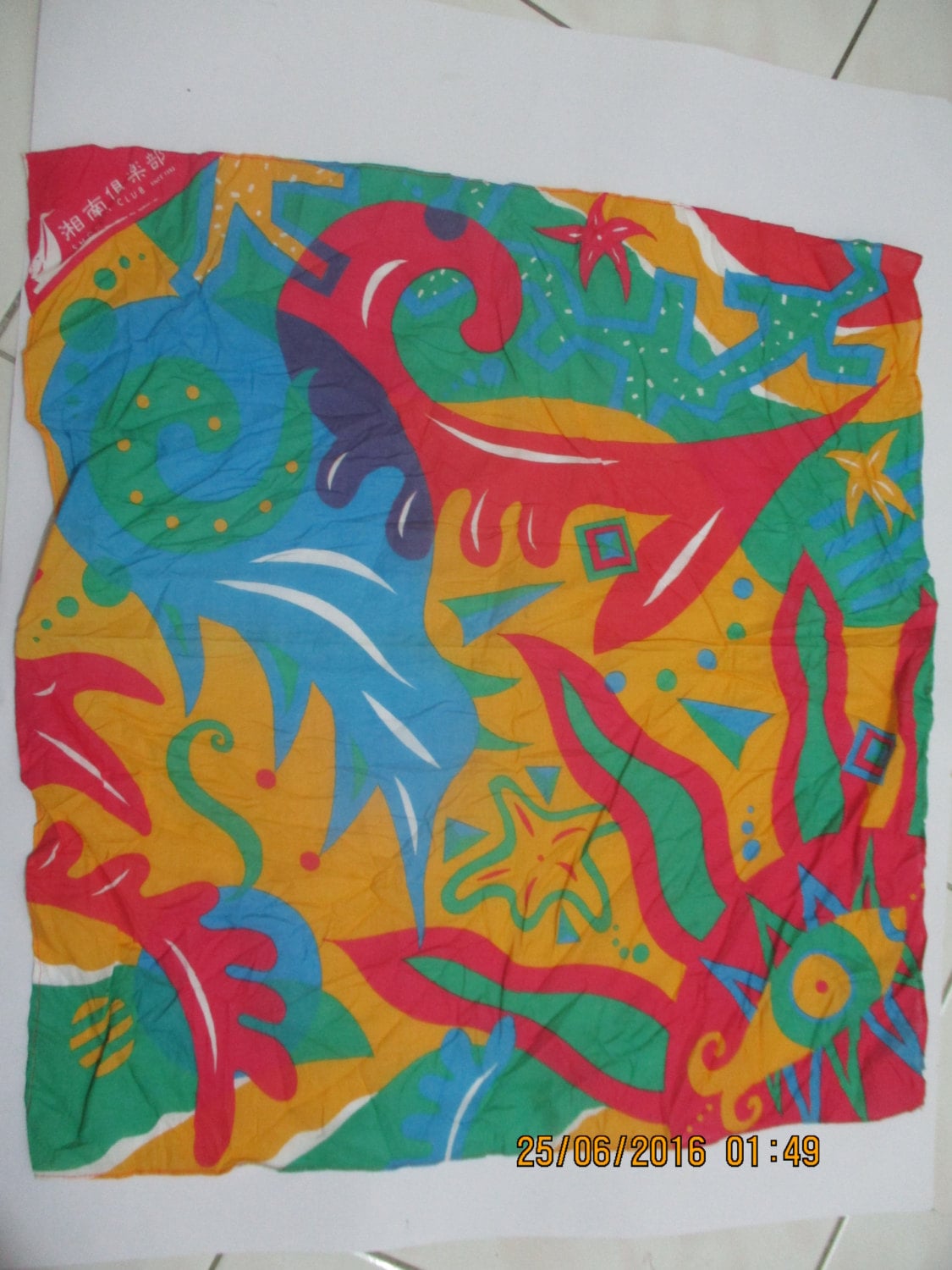 Seltene Oldtimer Shonan Club Taschentuch, Abstrakte Muster Seltene Design, H317 von HandkerchiefmasteR