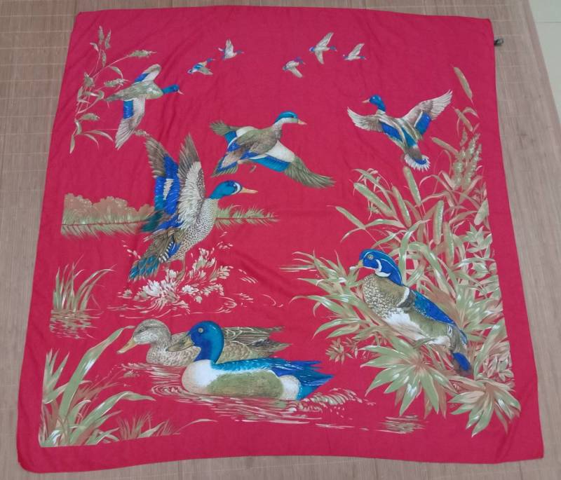 Seltener Vintage Carlo Margo Schal, Natur, Tier, Ente Seltener Vintage Carlo Margo Schal, Natur, Tier, Ente von HandkerchiefmasteR