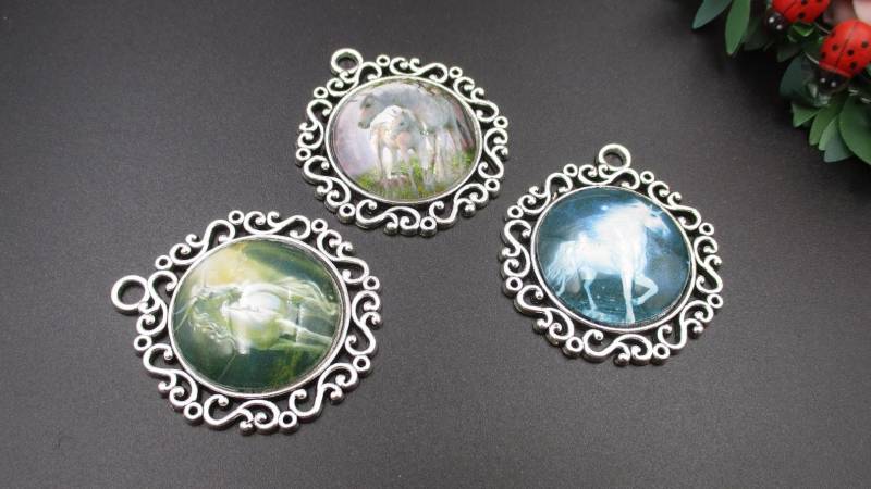 1 Stücke 25 Mm | 1 Zoll Fertig Lünette Anhänger, Silber Ton, Pegasus Fotos 3 Styles-B3017 von Handlry