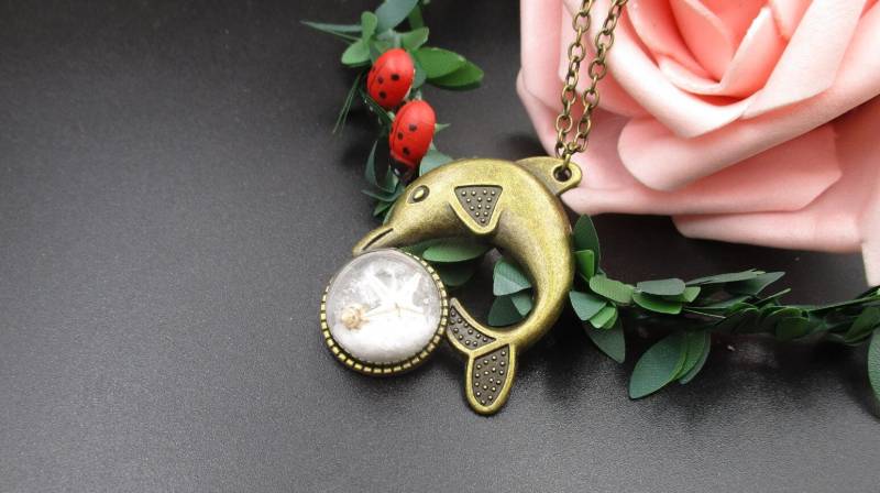 Delphin Bezel Pendant Halskette, Sweater Chain, Bekleidungsaccessoires, Schmuck Gms-1 von Handlry