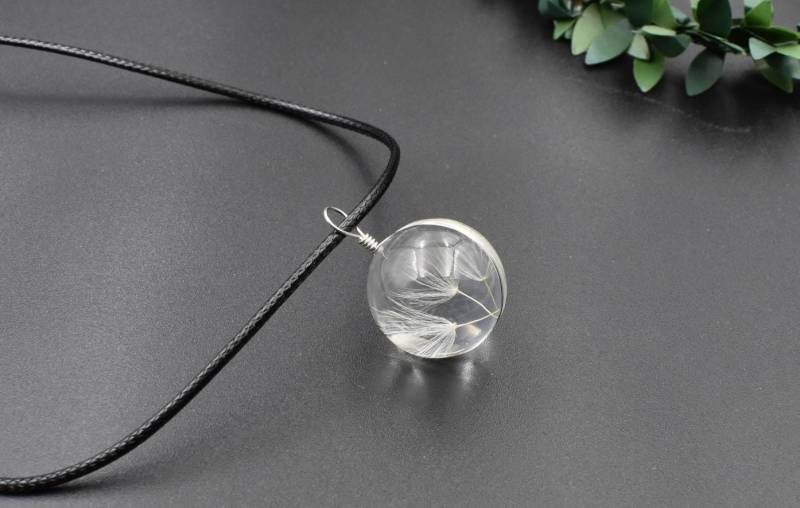 Echte Pusteblume Glas Anhänger, Glaskugel Anhänger Halskette, Kugel Durchmesser 20 Mm-Bt024 von Handlry