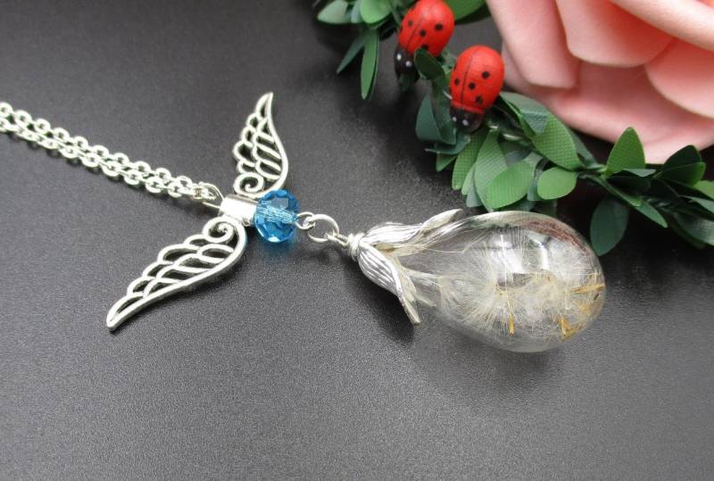 Glühbirne Flasche Löwenzahn-Anhänger, Fläschchen Halskette, Pusteblumen Schmuck-Bt060 von Handlry