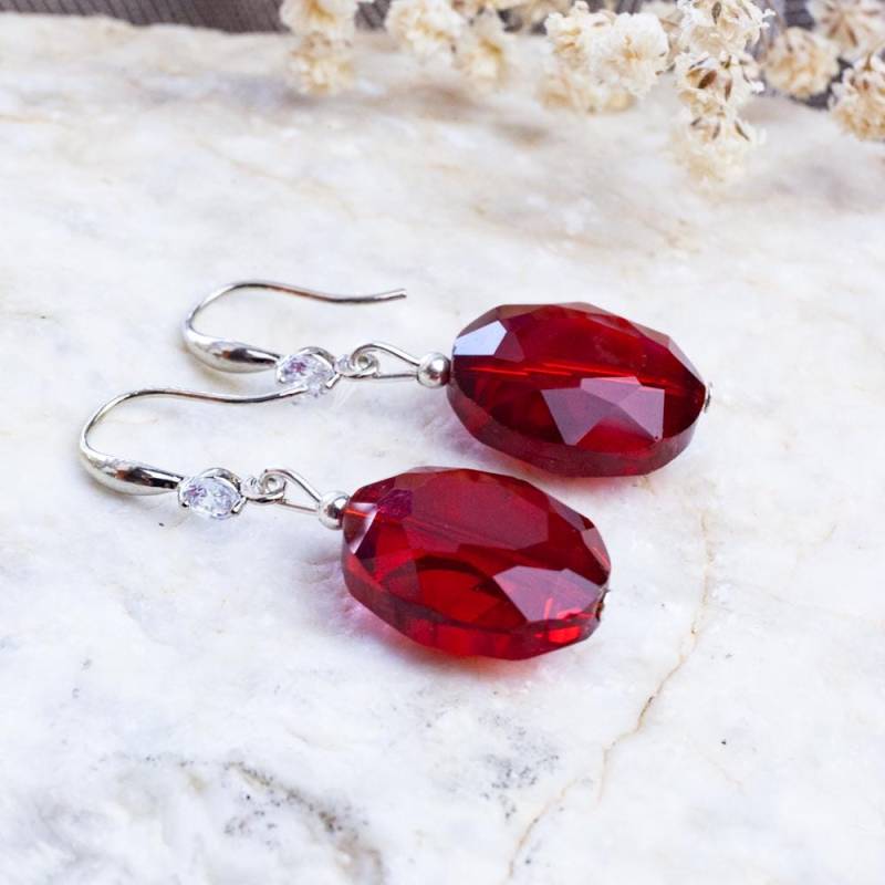 Handmade Crystal Earrings, Beautiful Elegant Red Austrian Christmas Evening Jewelry, Jewelry Handmade Crystal Earrings, Beautiful Elegant Red Austrian Christmas Evening Jewelry, Jewelry von HandlyStudioStore