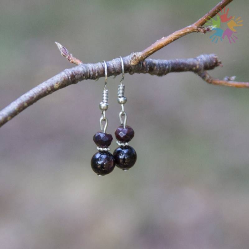 Handmade Garnet Earrings, Beautiful Elegant Deep Red Small Gift For Woman, Bridal Earrings von HandlyStudioStore