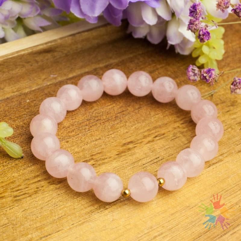 Handmade Rose Quartz Bracelet, Beautiful Love Rhodium Plated von HandlyStudioStore