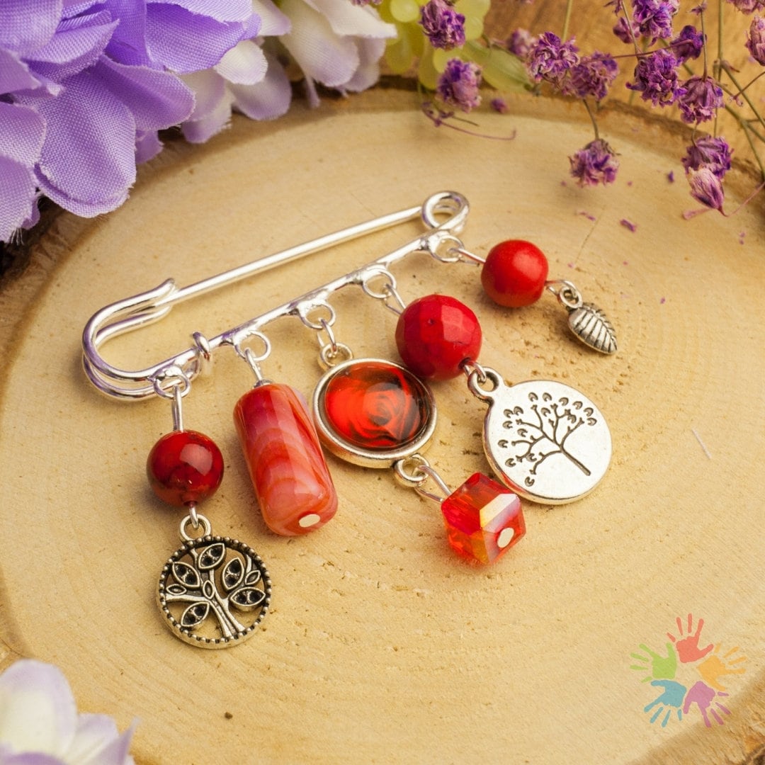 Handmade Semi-Precious Stone Brooch, Red Gemstone Artisan Jewelry, Tree Of Life Rose Floral Brooch Handmade Semi-Precious Stone Brooch, Red Gemstone Artisan Jewelry, Tree Of Life Rose Floral Brooch von HandlyStudioStore