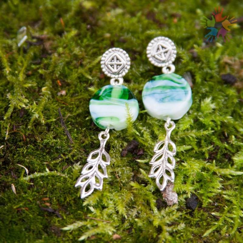 Handmade Unique Lampwork Forest Style Earrings, Elegant Floral Earrings von HandlyStudioStore