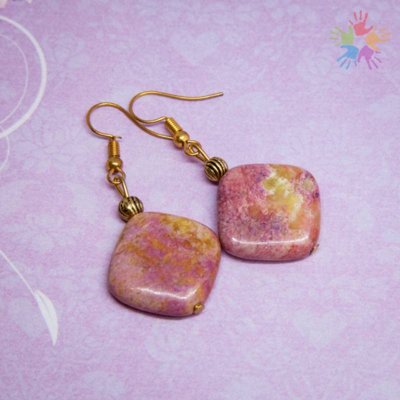 Handmade Unique Rhodochrosite Earrings, Beautiful Elegant Square Shape Earrings Handmade Unique Rhodochrosite Earrings, Beautiful Elegant Square Shape Earrings von HandlyStudioStore
