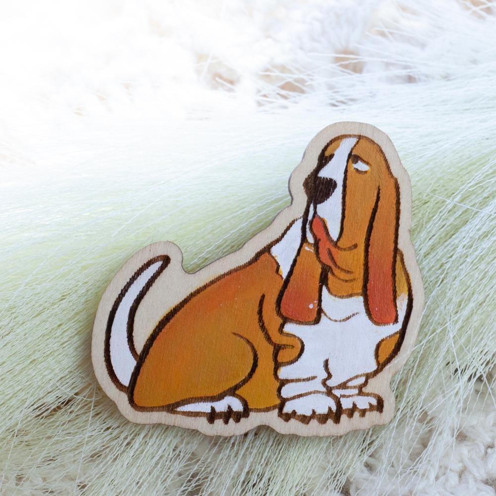 Handpainted Wooden Brooch, Dog Basset Hound Beautiful Handmade Gift For Everyone, Animal Jewelry Handpainted Wooden Brooch, Dog Basset Hound Beautiful Handmade Gift For Everyone, Animal Jewelry von HandlyStudioStore