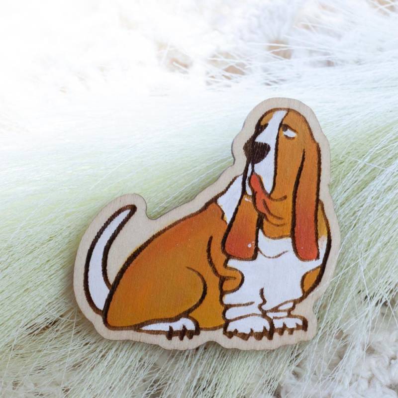 Handpainted Wooden Brooch, Dog Basset Hound Beautiful Handmade Gift For Everyone, Animal Jewelry Handpainted Wooden Brooch, Dog Basset Hound Beautiful Handmade Gift For Everyone, Animal Jewelry von HandlyStudioStore