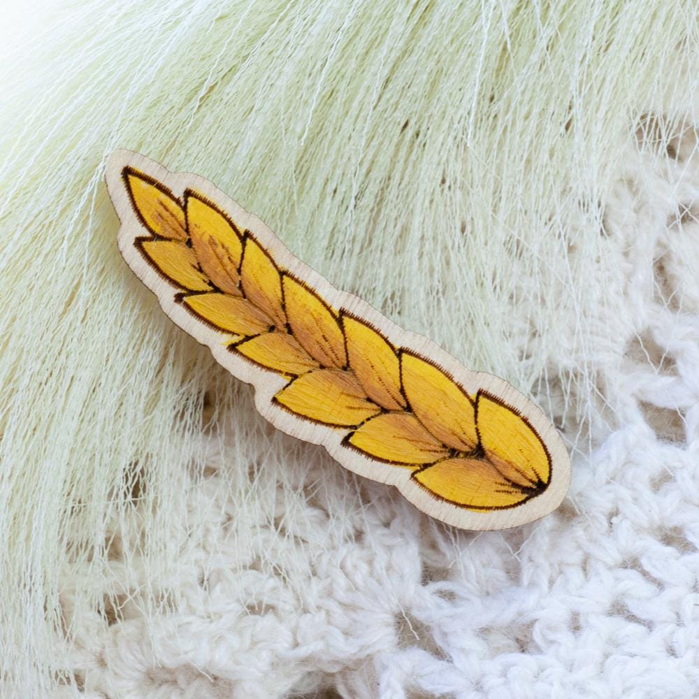 Handpainted Wooden Brooch, Wheat Stalk Nature Beautiful Handmade Gift For Everyone, Autumn Brooch von HandlyStudioStore