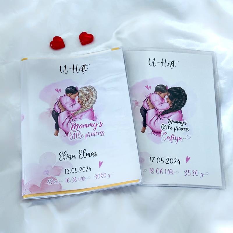 U-Heft Hülle, Untersuchungshefthülle, Schutzhülle Personalisiert Mit Namen, Geburtsdatum, Uhrzeit, Gewicht, Schutzhülle, Geschenk Zur Geburt von HandmBabybroschen