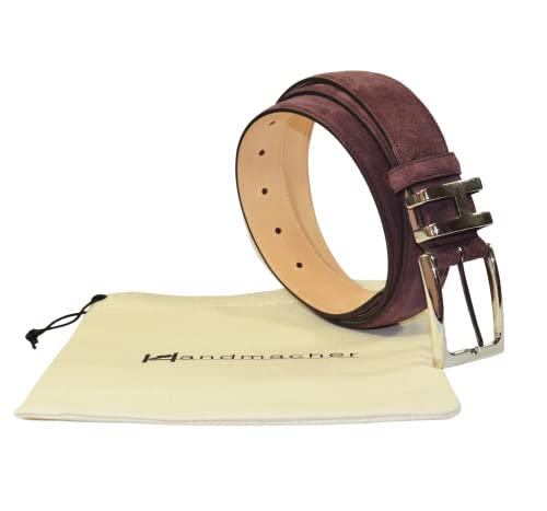 Handmacher Ledergürtel Velours Leder Velours Weinrot 100 von Handmacher