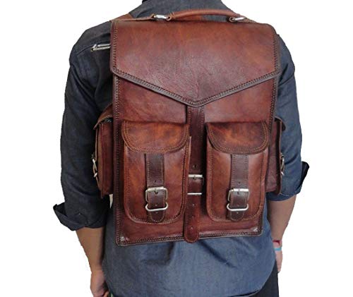 Handmade World Vintage Leder Rucksack Laptop Messenger Bag Rucksack Sling für Herren Damen (30,5 x 40,6 cm) Braun von Handmade World