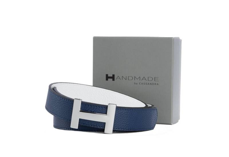 Handmade by CASSANDRA Wendegürtel "Two Sides" mit edler H-Schließe - ECHT LEDER Wendegürtel mit Geschenkbox von Handmade by CASSANDRA