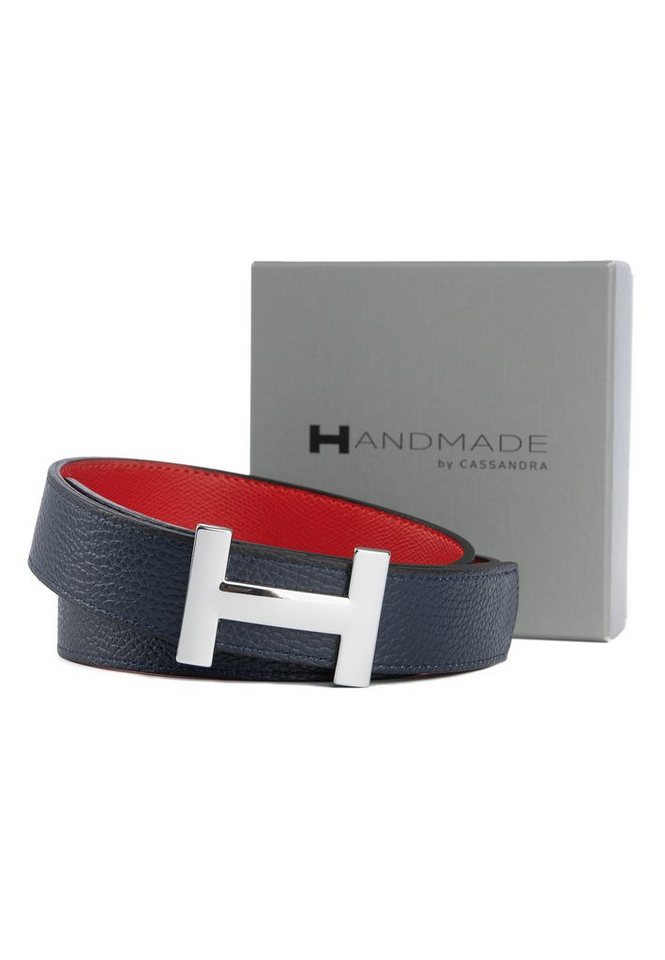 Handmade by CASSANDRA Wendegürtel "Two Sides" mit edler H-Schließe - ECHT LEDER Wendegürtel mit Geschenkbox von Handmade by CASSANDRA