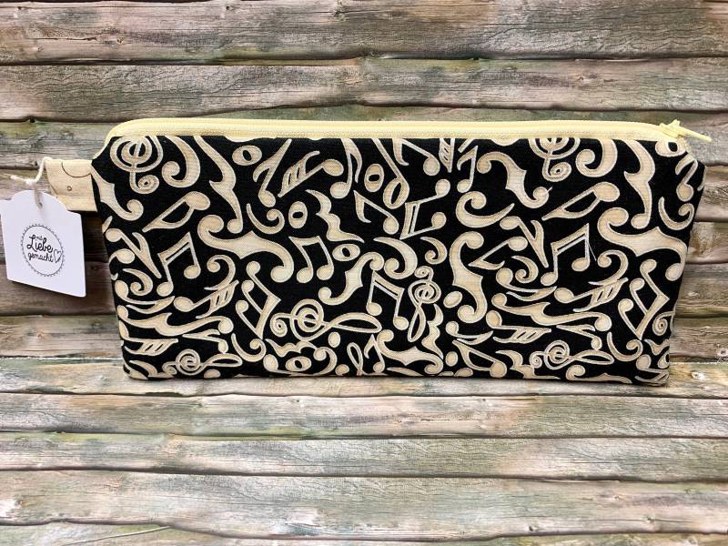 Mäppchen, Reißverschlusstäschchen „Musik" von HandmadeAusKrefeld