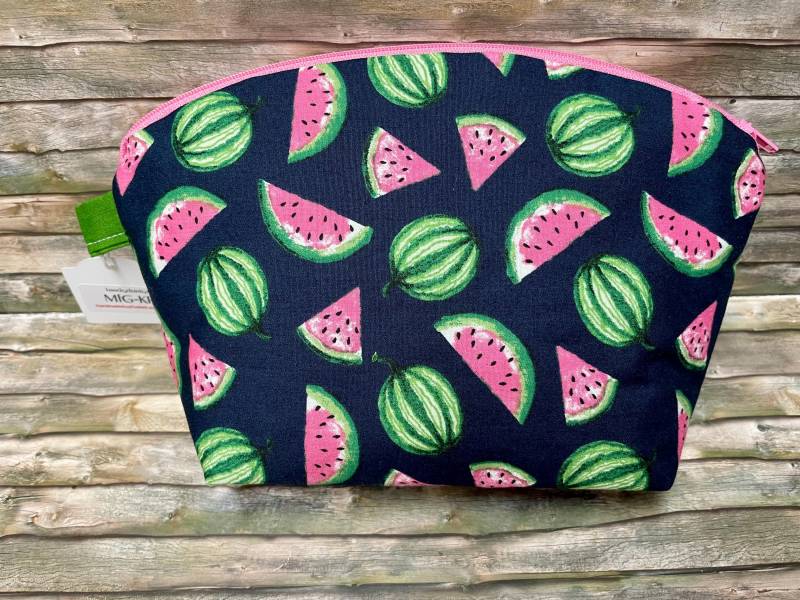 Reißverschlusstäschchen „Melone", Täschchen Mit Melonenmotiv, Melone Reißverschlusstäschchen „Melone", Täschchen Mit Melonenmotiv, Melone von HandmadeAusKrefeld