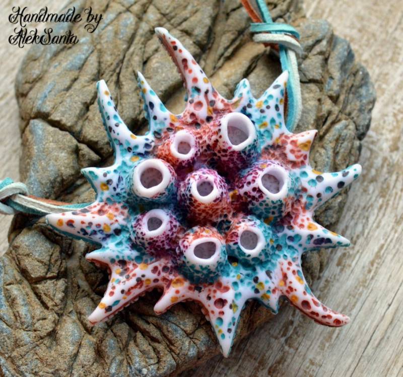 Statement Kette Mit Seestern Anhänger Boho Strand Schmuck von HandmadeByAleksanta