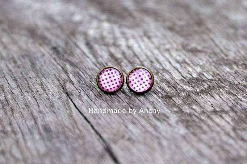 Rosa Tupfen Ohrstecker Antik Bronze Foto Kunst Schmuck Rosa Tupfen Ohrstecker Antik Bronze Foto Kunst Schmuck von HandmadeByAnchy