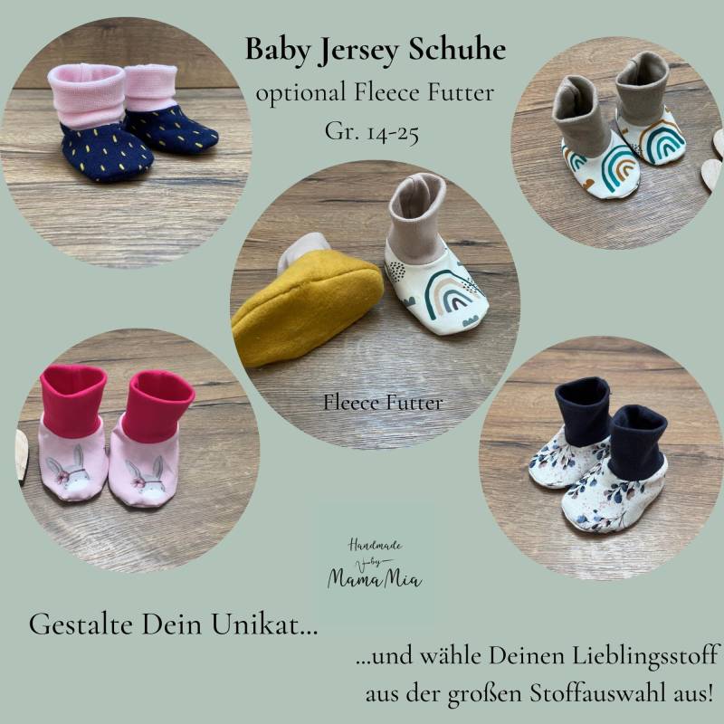 Baby/Kinder Schuhe Jersey Optional Mit Baumwolle Fleece Futter Größe 14-25 Handmade Große Stoffauswahl Und Diverse Größen von HandmadeByMamaMia
