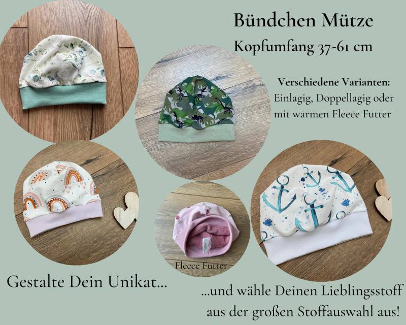 Bündchen Mütze/Kinder Optional Mit Fleece Futter Frühjahr/Sommer/Herbst/Winter Übergang Handmade Diverse Größen Und Stoffauswahl von HandmadeByMamaMia